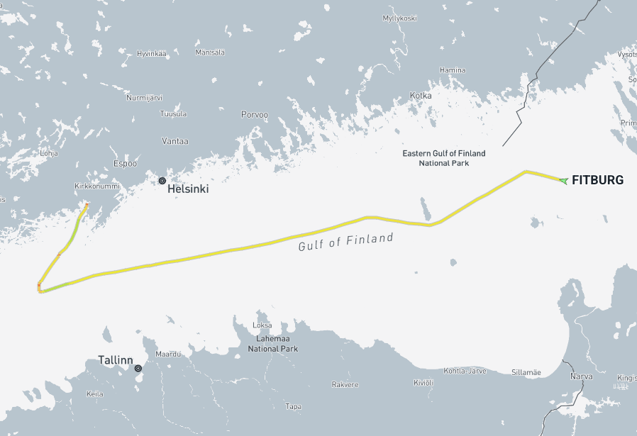 Fartyget Fitburg ska ha varit på väg från S:t Petersburg till Haifa i Israel.