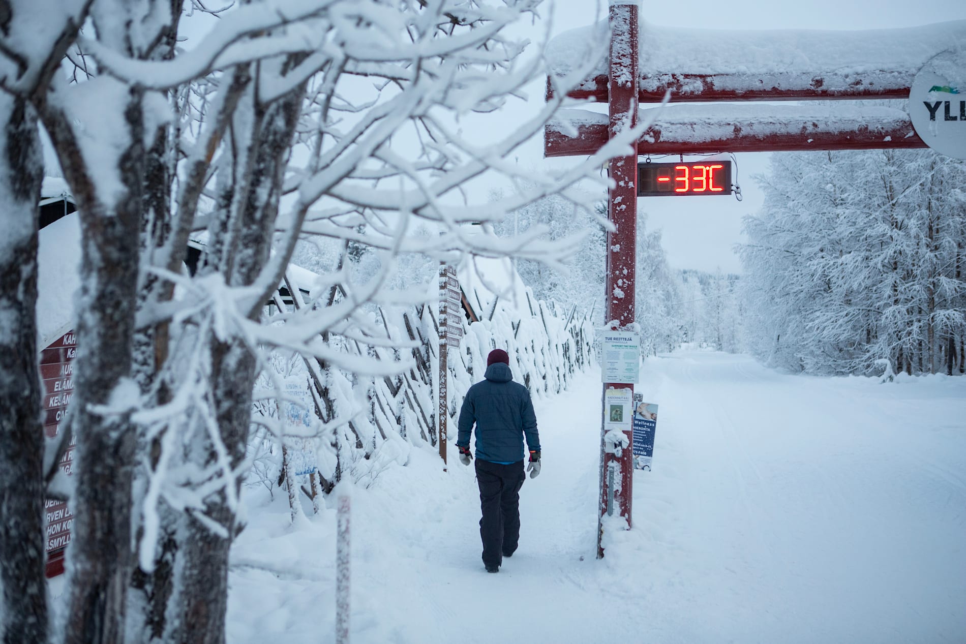 Temperaturerna är mycket låga i finska Lappland. Bild från fredagen.