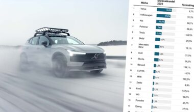 Så stora är bilmärkena på elbilar i Sverige – jättar som klättrar och faller – Allt om Elbil