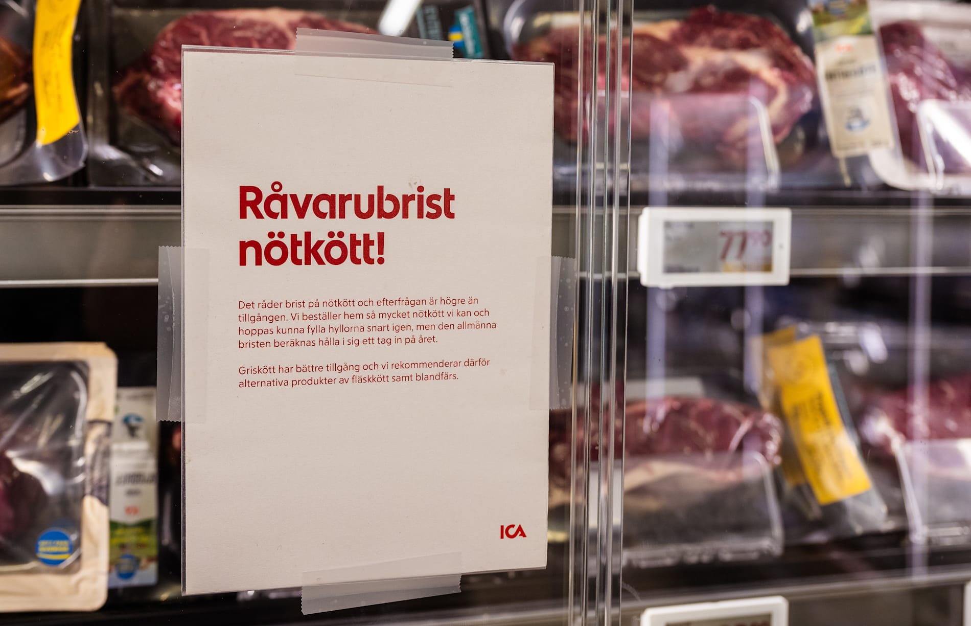 En rad butiker runt om i landet har i dagarna saknat olika typer av nötkött i sitt sortiment. Framförallt saknas färsen i flera butikers hyllor.