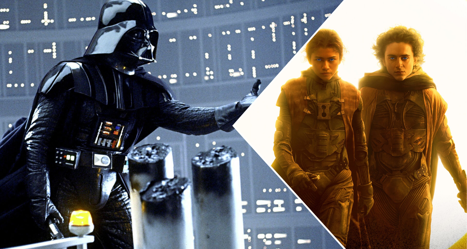 Darth Vader från Star Wars och Chani och Paul från "Dune".
