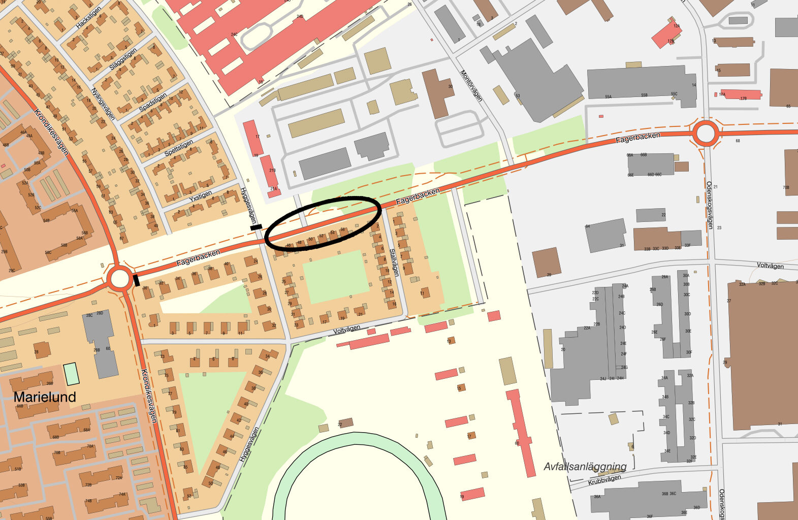 Karta som visar var trafikstörningen är