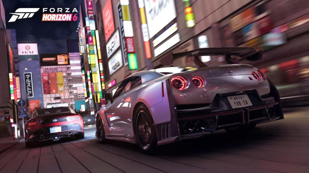 Nissan-bilar racar i Tokyo i Forza Horizon 6