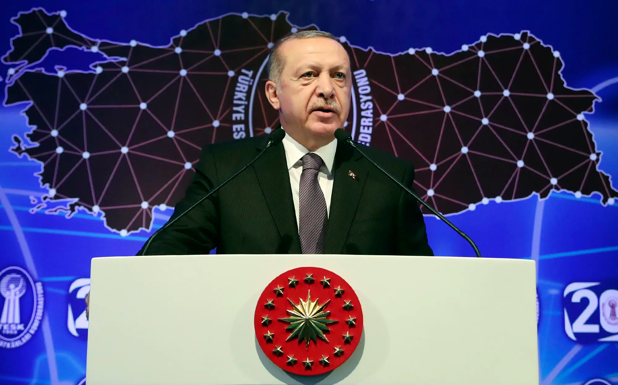Turkiets president Recep Tayyip Erdoğan år 2018.