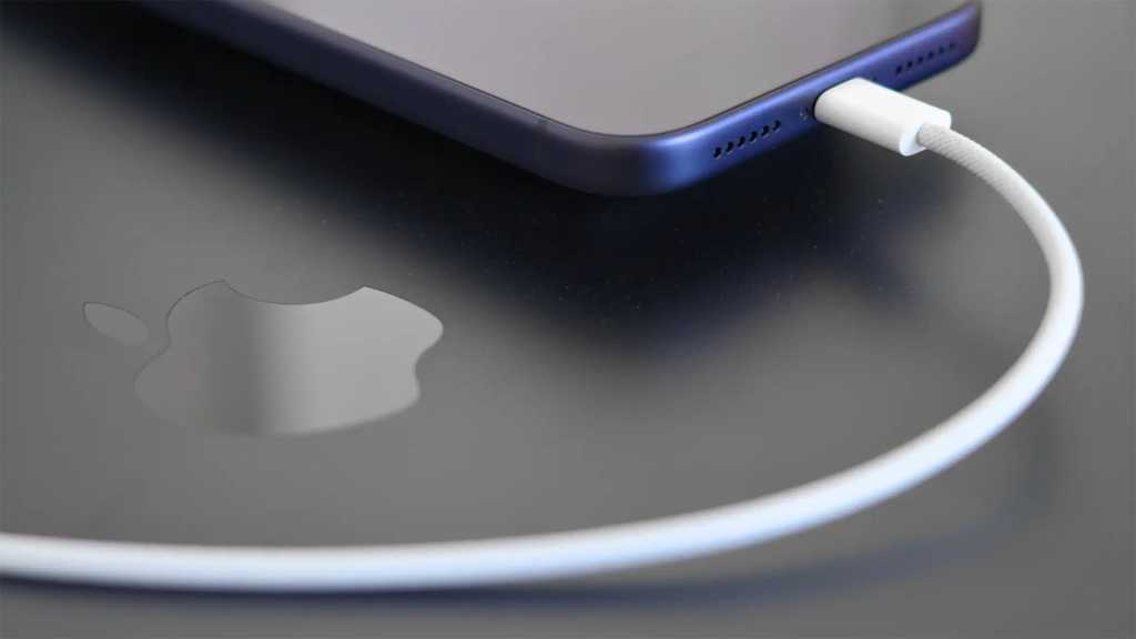 iPhone 17 Pro Max connected to USB-C cable