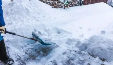 Snöskyffel med snö på.