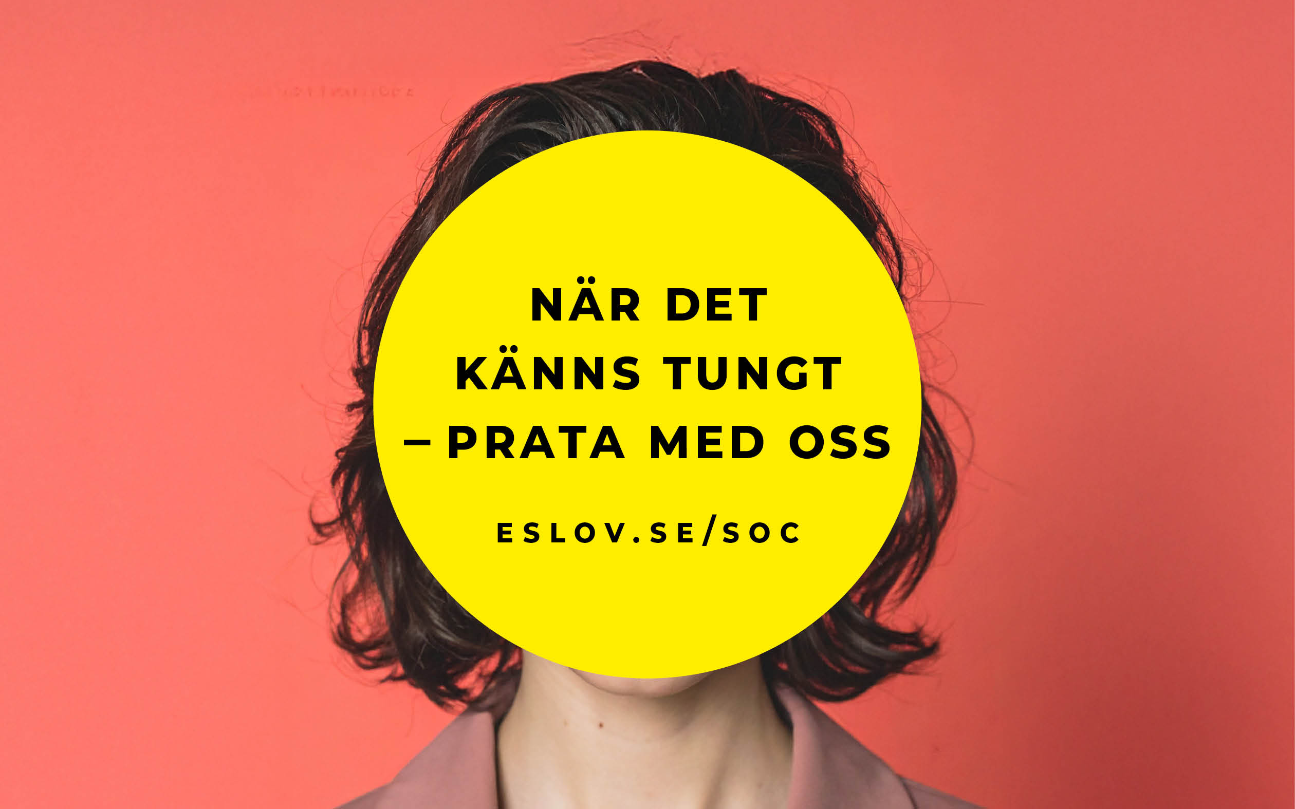 När det känns tungt - prata med oss tår en en gul cirkel över ett ansiktes kontur