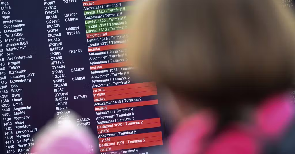 Många inställda flyg på grund av stormen - Västerbottens-Kuriren