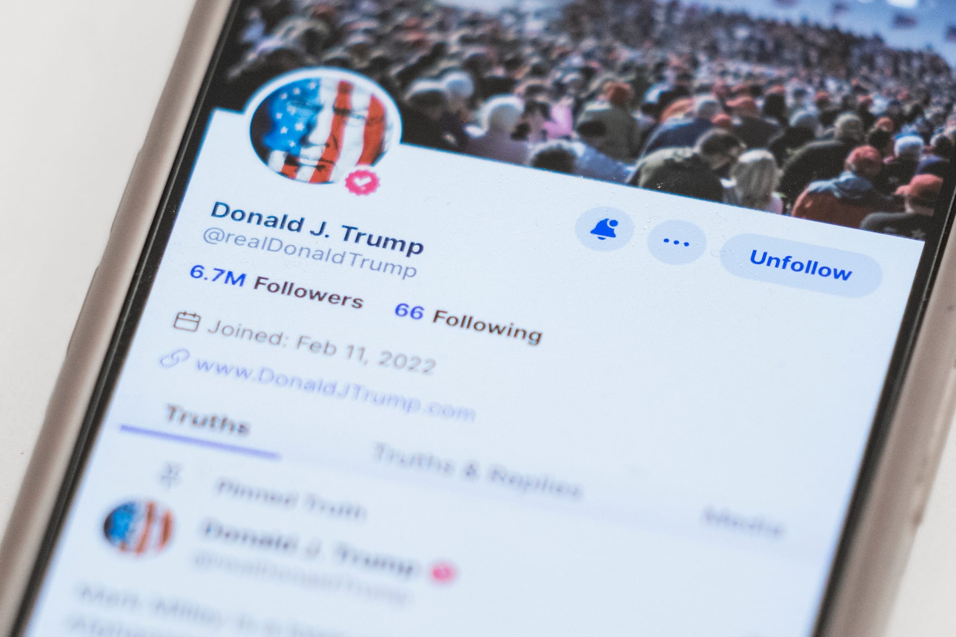Videon delades via Trumps egen sociala medier-plattform Truth Social. Arkivbild.