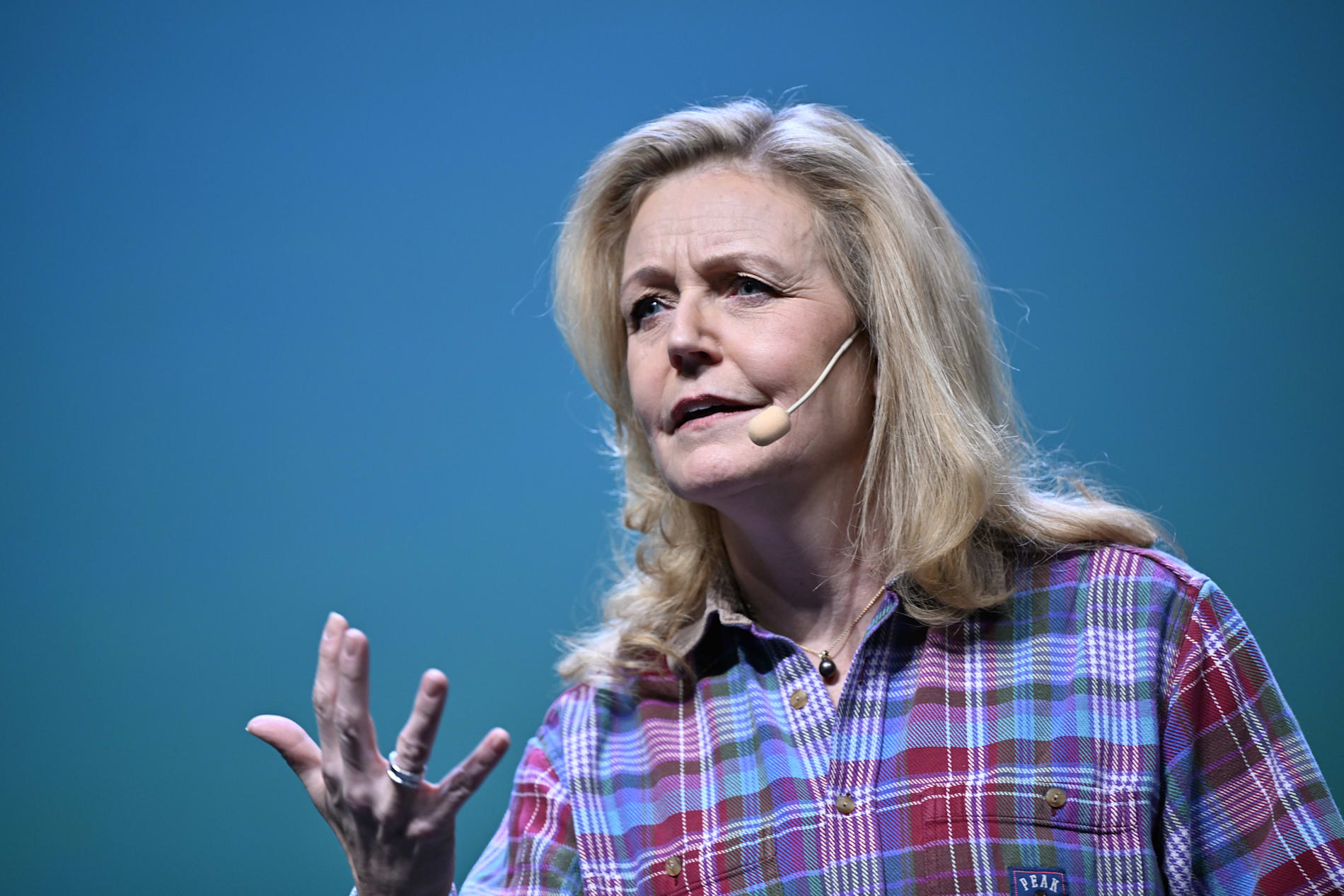 Partiledaren Elisabeth Thand Ringqvist (C) vid partiets kommundagar.