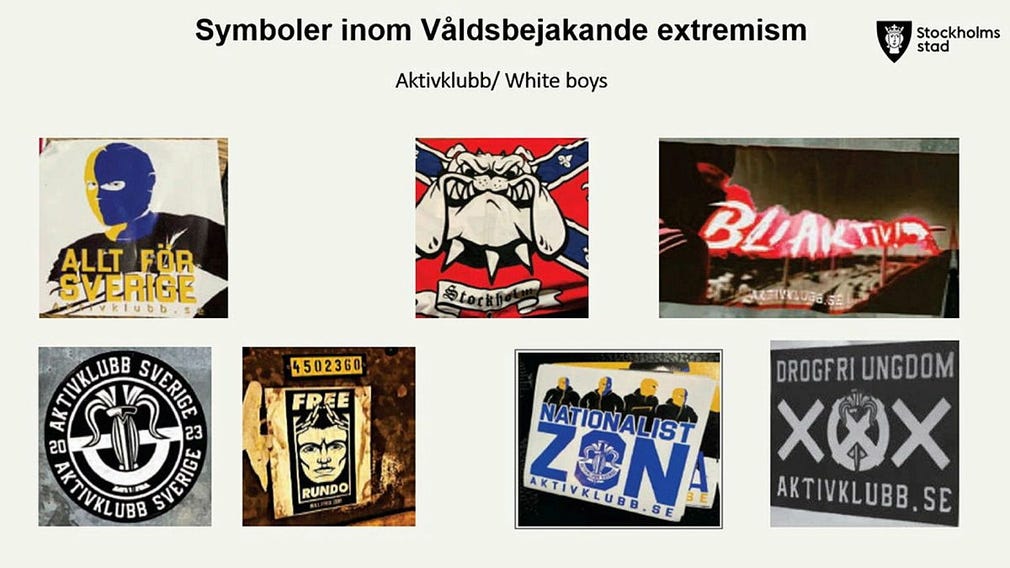 Klistermärken som kopplas till aktivklubbnätverk i Stockholmsområdet.