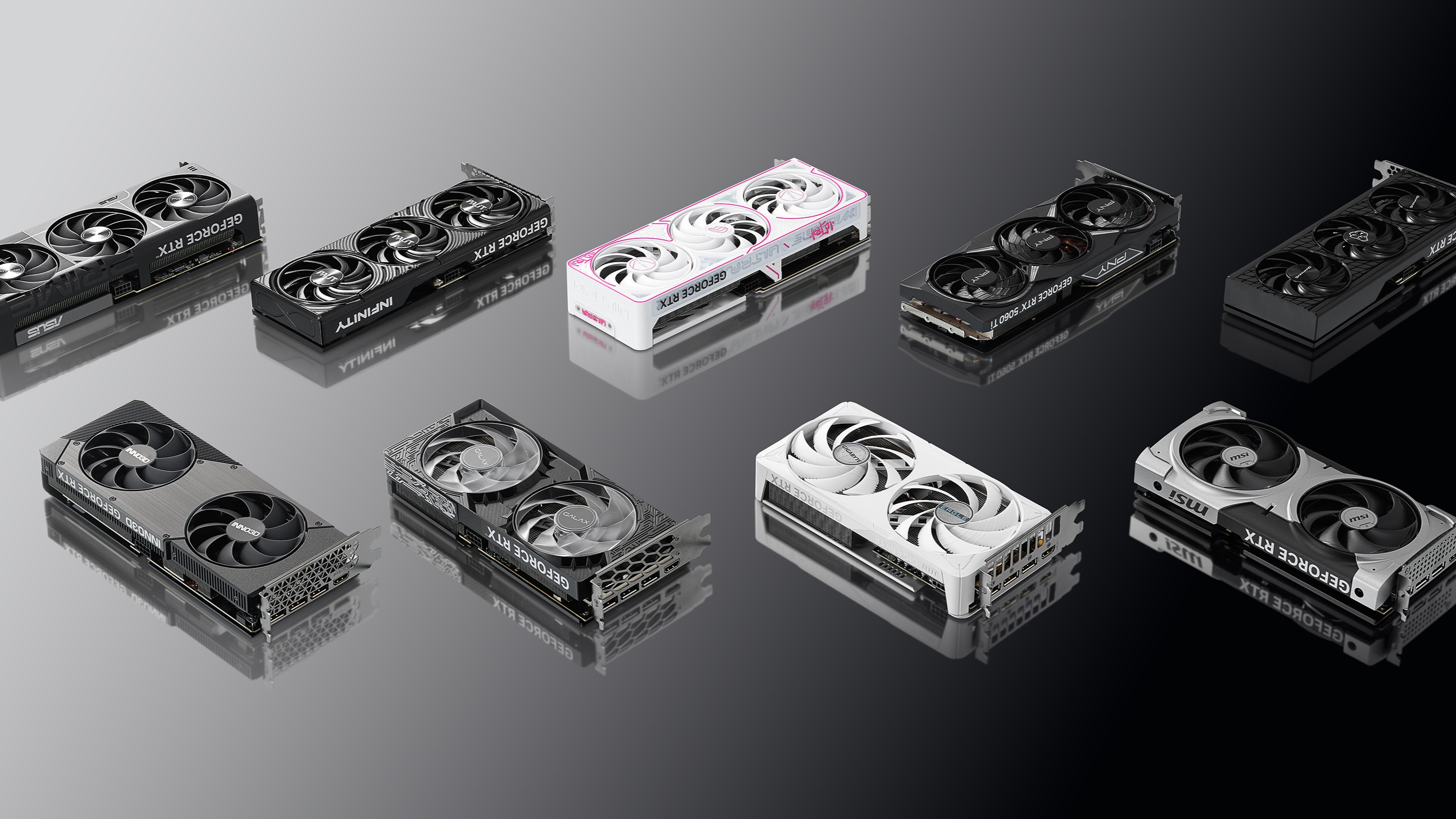 Ett g&auml;ng Nvidia RTX 5060 Ti grafikkort.