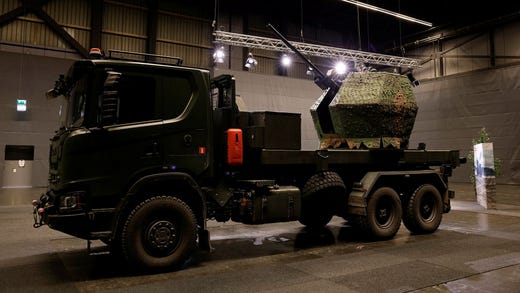 Ett exemplar av luftvärnslastbilen Tridon Mk2 visas nu upp på Svenska Mässan i Göteborg.