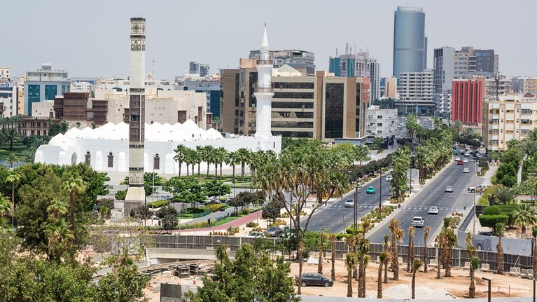 Stadsvy av Jeddah i Saudiarabien.