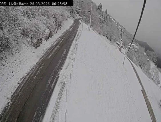 Ponekod že sneži do nižin, previdno v prometu FOTO: Dars