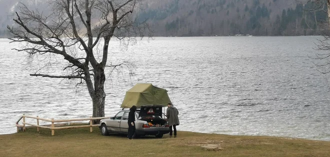 Pred nekaj leti sta se Francoza utaborila pod znamenito bohinjsko bukvijo. FOTO: Boštjan Cvetek