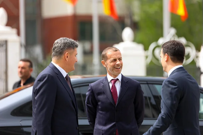 Čeferin se je srečal z vodilnimi možmi nogometne zveze Severne Makedonije. FOTO: FFM