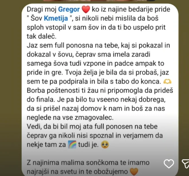 Ganljiv zapis. FOTO: Posnetek Zaslona Instagram
