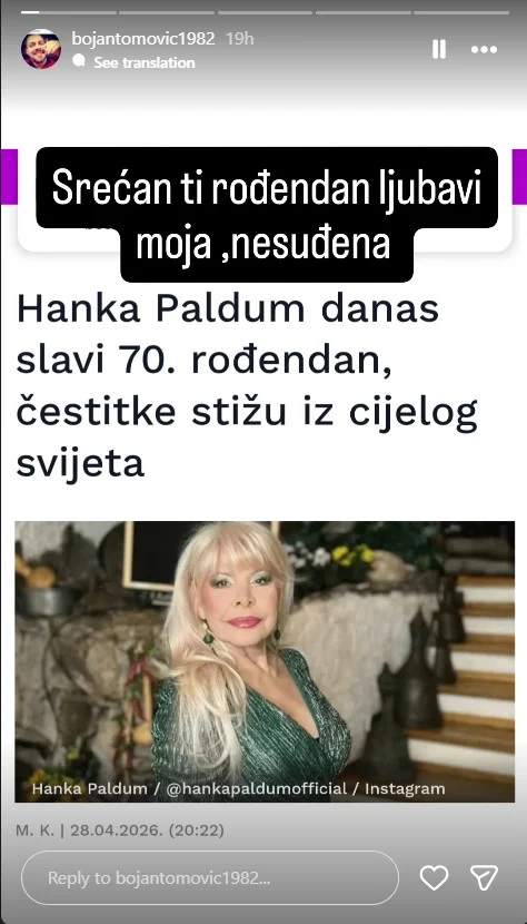 FOTO: Instagram, zaslonski posnetek