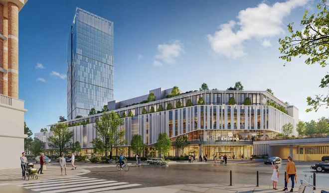Madžarski investitorji na območju Potniškega centra Ljubljana gradijo dva hotela, nakupovalno središče s poslovnimi prostori in 187 stanovanj. FOTO: Mendota Invest