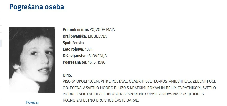 Še vedno je na seznamu pogrešanih oseb.