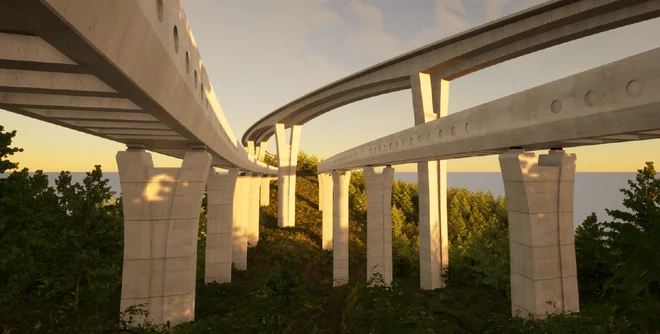 Tako bodo videti trije viadukti, ko bo zgrajen še levi viadukt Gabrovica. Pod vse se je podpisal projektant Marjan Pipenbaher. FOTO: 2TDK