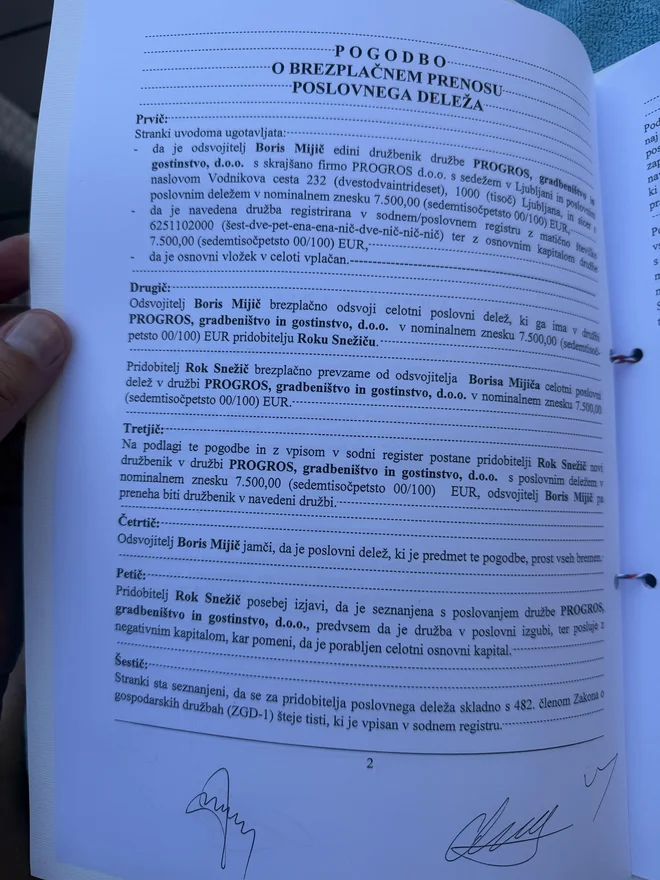 Pogodba o brezplačnem prenosu Progrosa FOTO: S. N