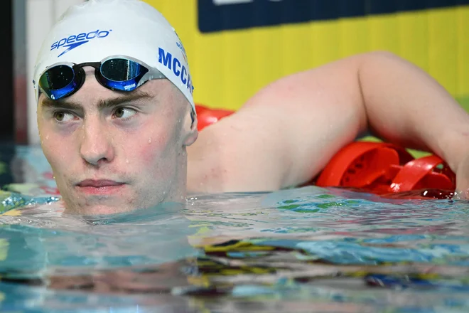 Sean McCann tekmuje v prostem slogu. FOTO: Oli Scarff/Afp