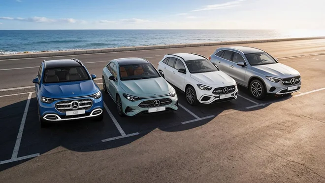 Štirje modeli, štirje različni značaji – CLA, GLA, GLB in GLC v posebnih izvedbah Night Edition in AMG Edition, ki poleg izrazitejšega videza in bogate opreme prinašajo tudi petletno jamstvo. FOTO: Mercedes-Benz AG