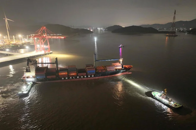 Pričakovati je, da bo 7. septembra prispela v britansko pristanišče Felixstowe. FOTO: Handout Afp