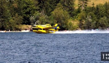 Air tractorji na požar pri Gozdu - Martuljku odvrgli več kot pol milijona litrov vode