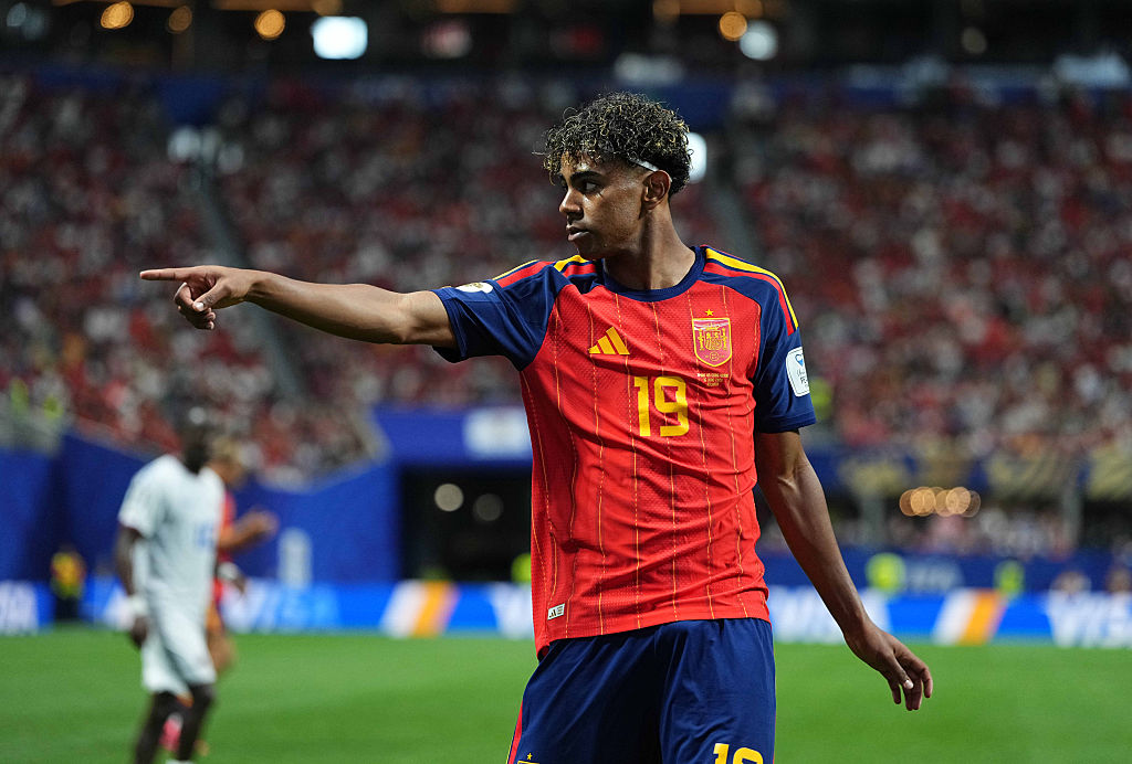 Lamine Yamal (Spain) gestures during Group H FIFA World Cup 2026, Spain and Cape Verde, Atlanta Stadium, Atlanta, United States on June 15 2026. (Photo by Ulrik Pedersen/NurPhoto via Getty Images)