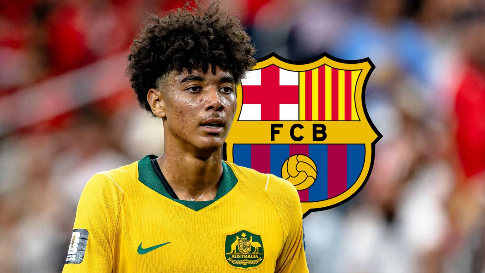 Lucas Herrington with a Barcelona badge