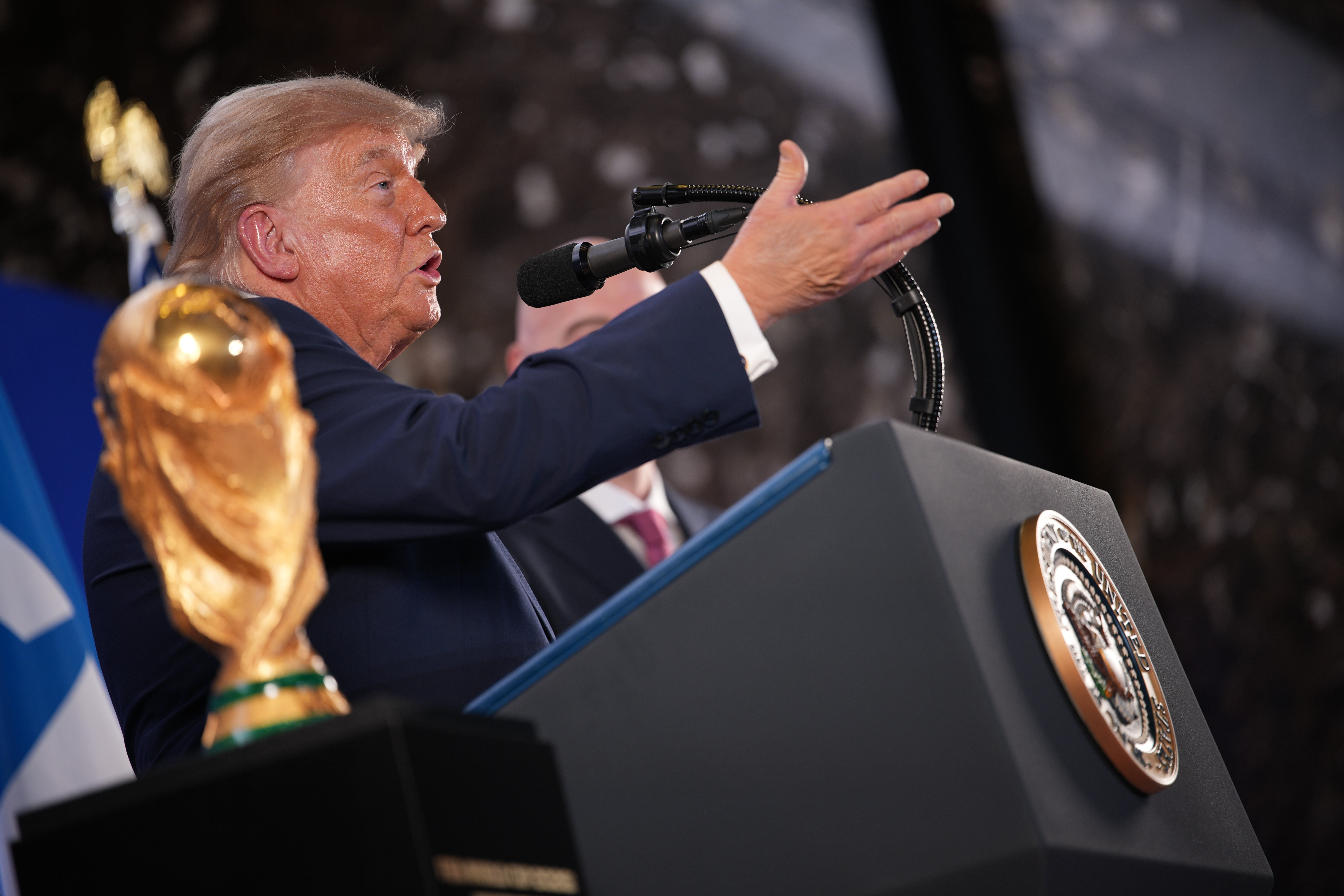 Donald Trump addressed the media before Sunday’s World Cup final