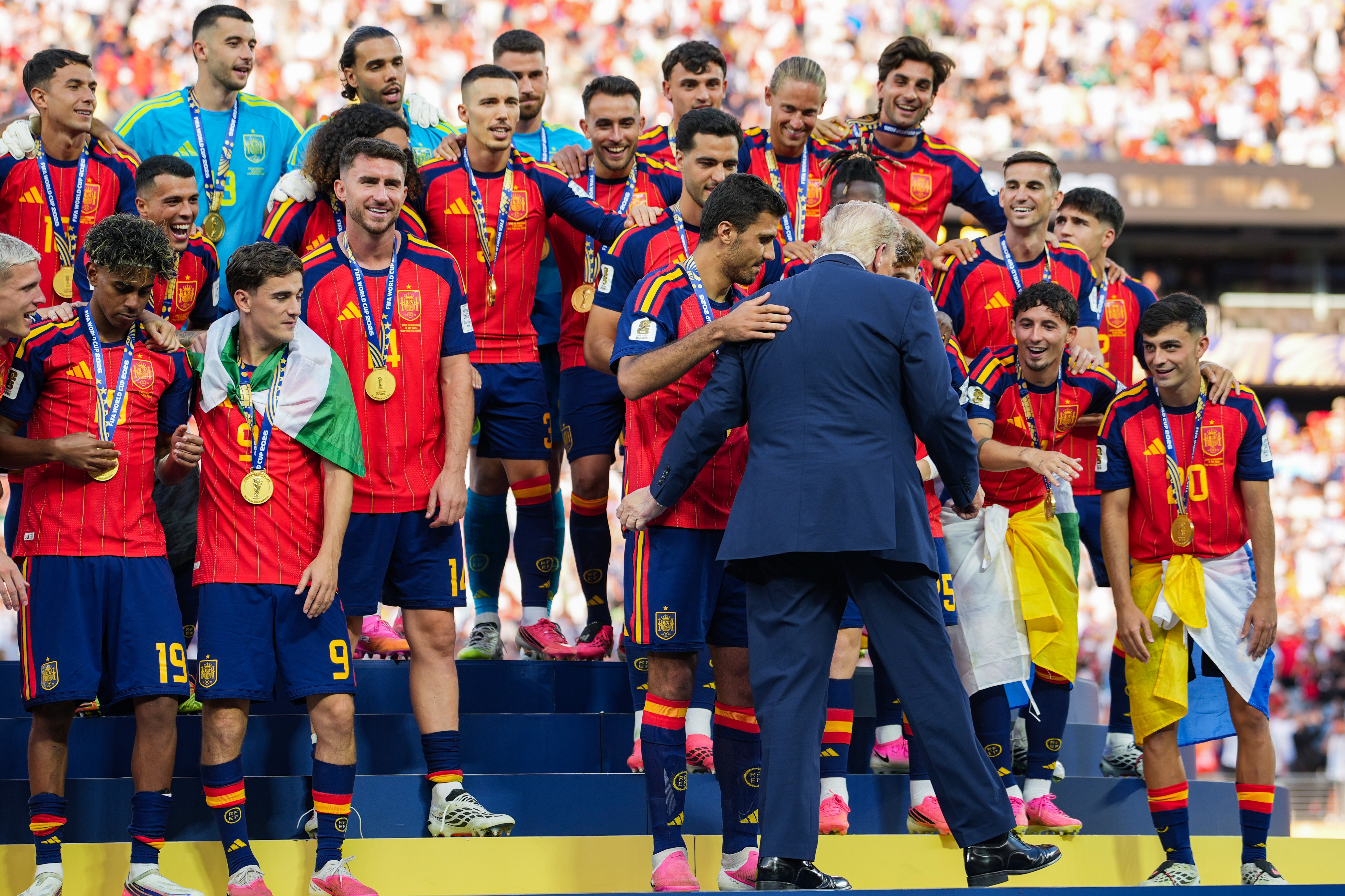 Spain captain Rodri asking Trump to leave the stage