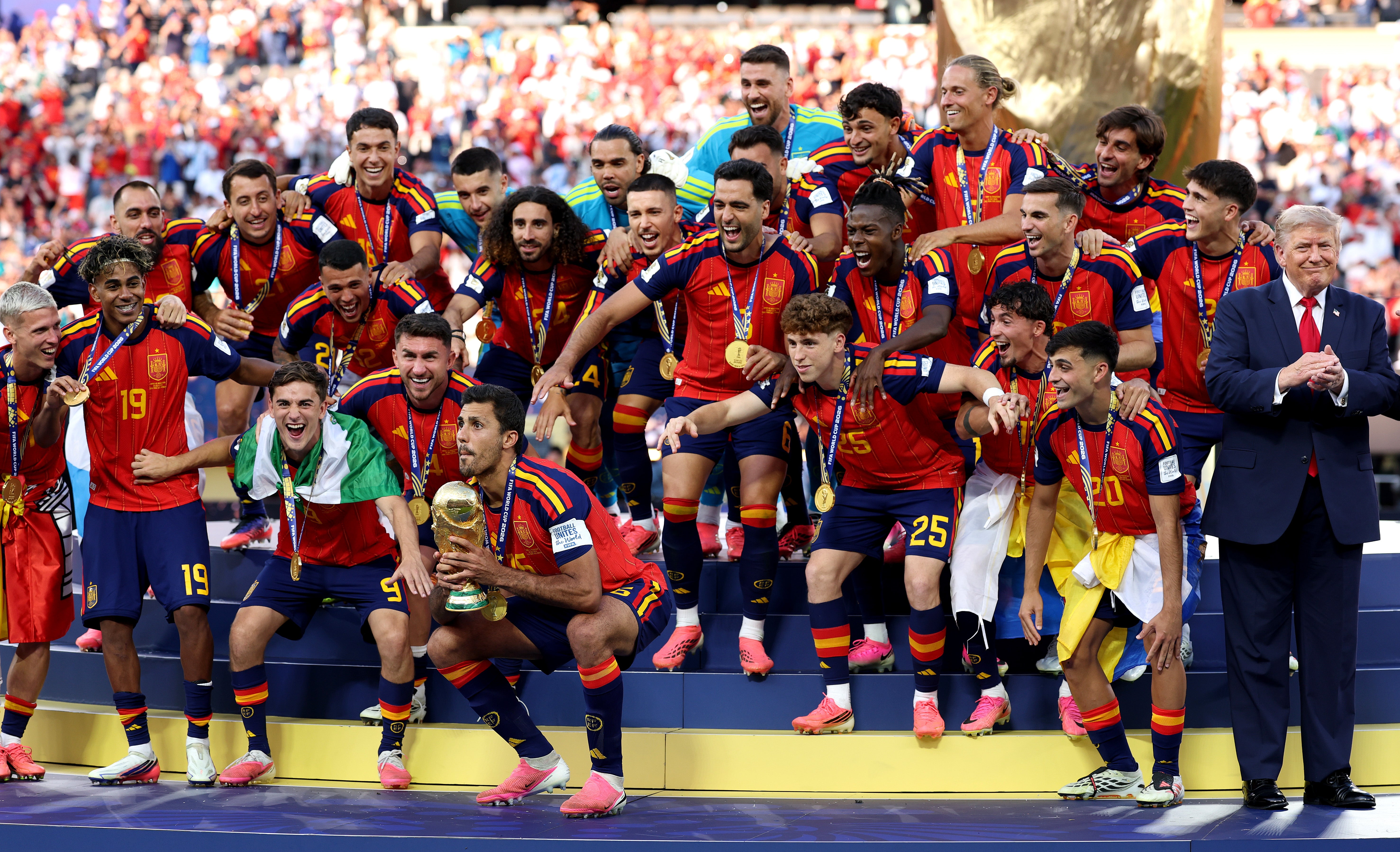 President Trump has shared an edited version of Spain’s World Cup celebration