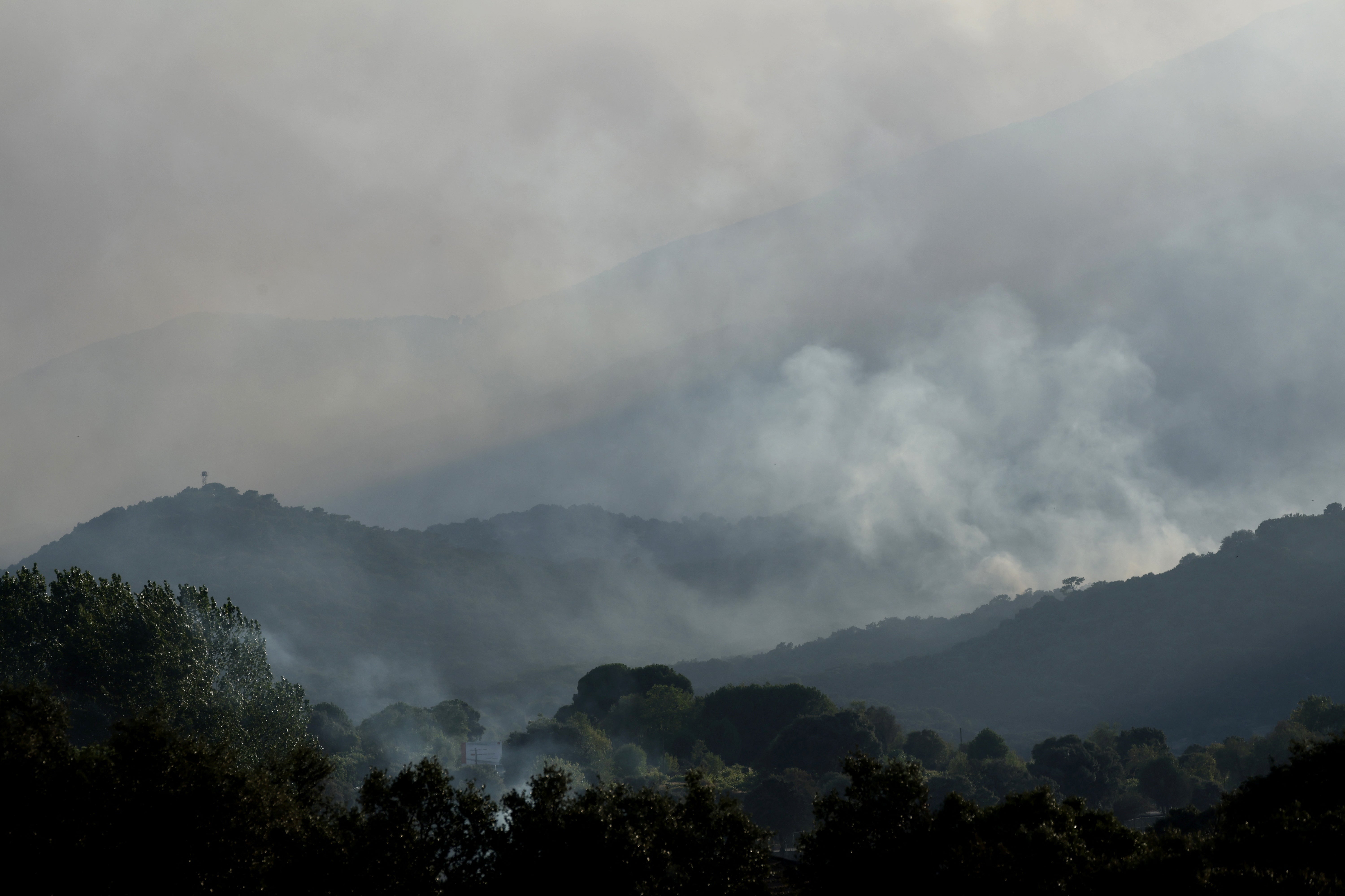 Smoke billowing from a wilfire in Burgohondo, west of Madrid