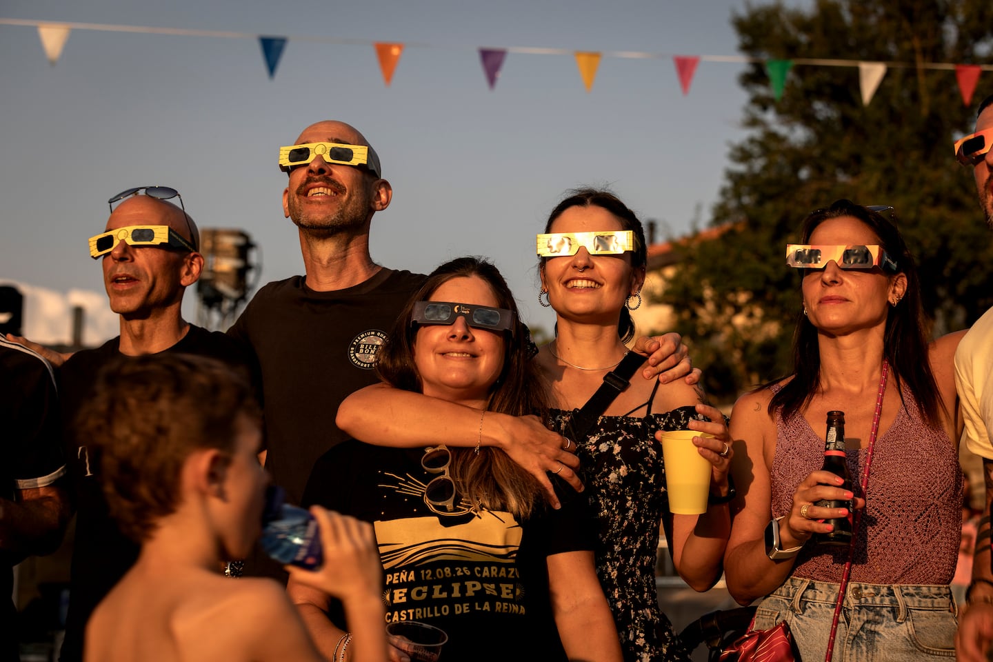 People watched a total solar eclipse in Castrillo de la Reina, Spain on Wednesday.