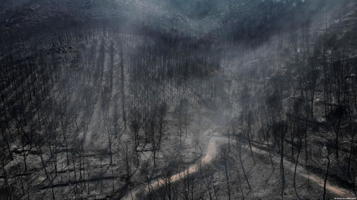 Spain battles forest fire a short drive from flash flood