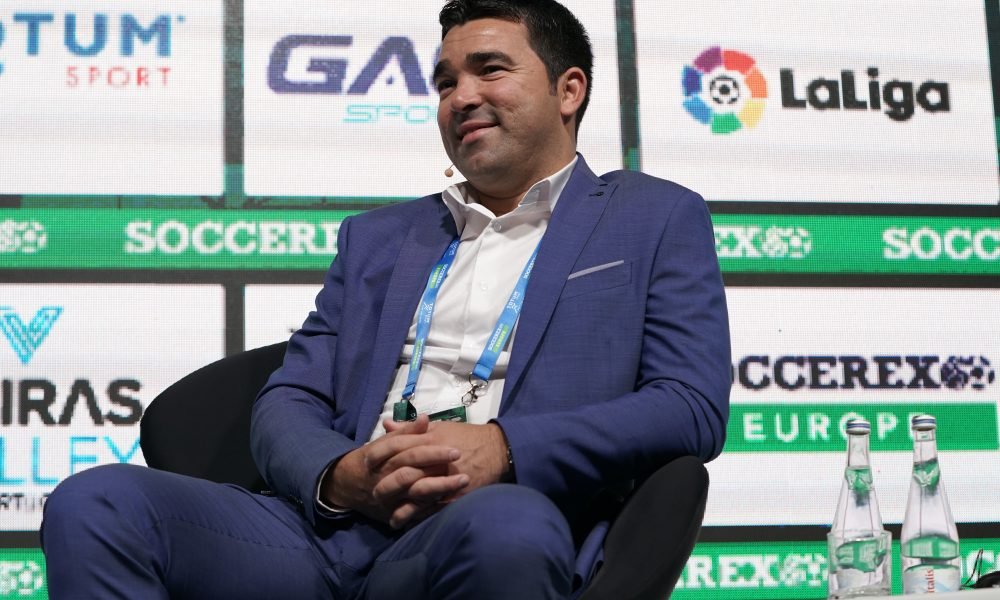 LISBON, PORTUGAL - SEPTEMBER 05: Deco, Founder and CEO D20 Sports talks during Day 1 of Soccerex Europe Convention at Tagus Park on September 5, 2019 in Lisbon, Portugal. (Photo by Gualter Fatia/Getty Images)