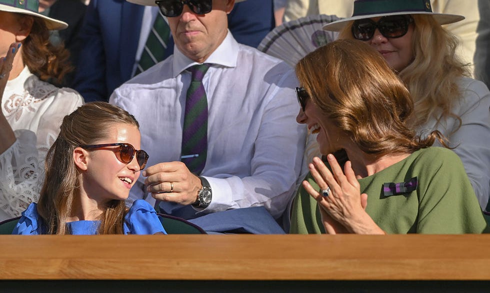 Celebrities Attend The Championships Wimbledon 2026 - Day 14 london, england july 12 princess charlotte of wales and catherine, princess of wales laugh as they attend day fourteen of the 2026 wimbledon tennis championships at the all england lawn tennis and croquet club on july 12, 2026 in london, england photo by karwai tangwireimage