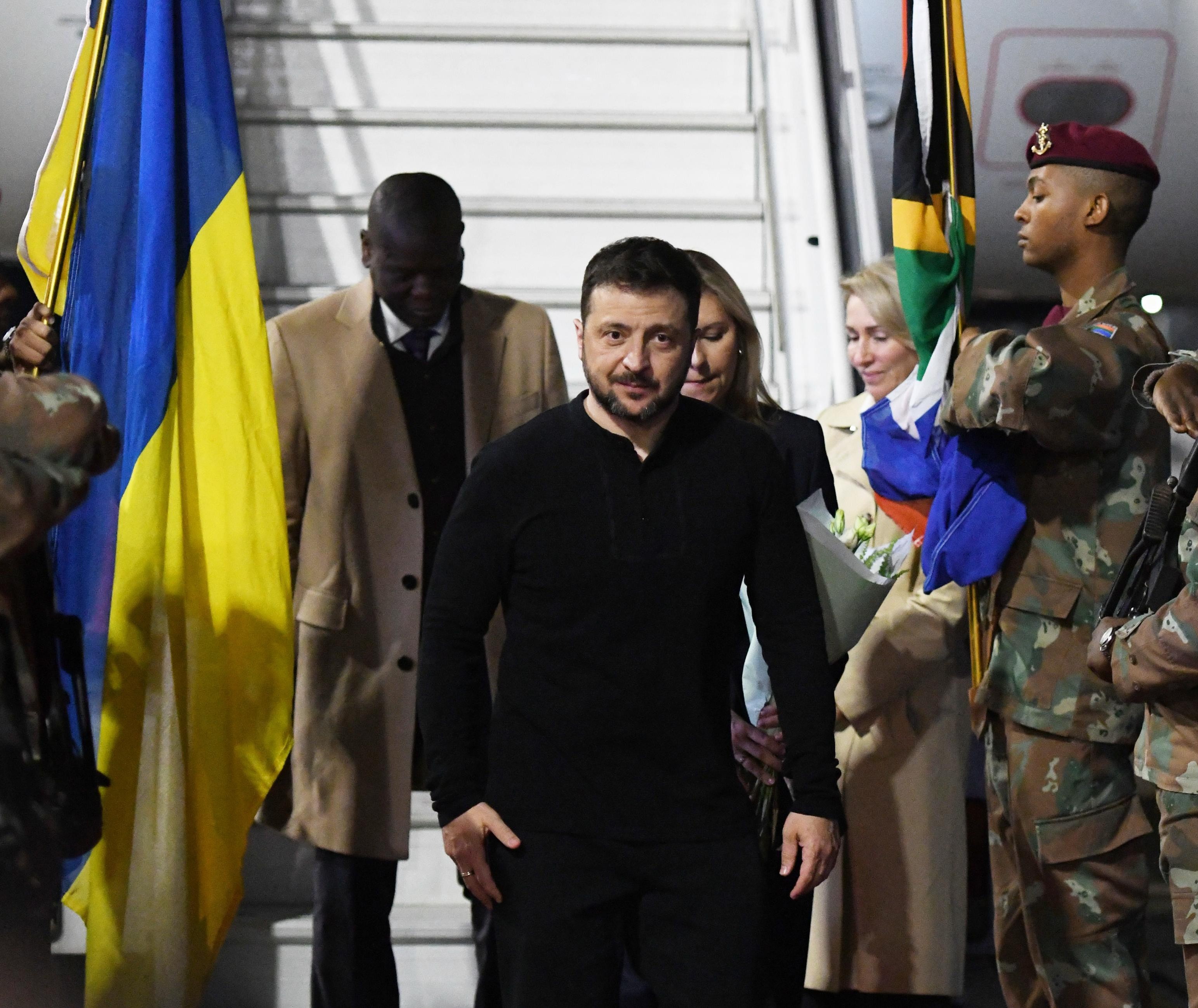 President Zelensky arriving in South Africa on Thursday. He is now heading back to Kyiv