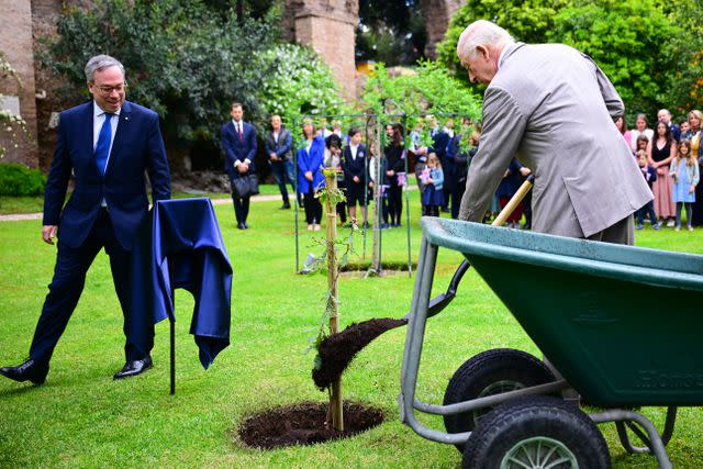 Getty King Charles planting a tree in Rome, Italy on April 10, 2025