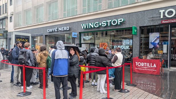 Wingstop queues on Wednesday, April 16