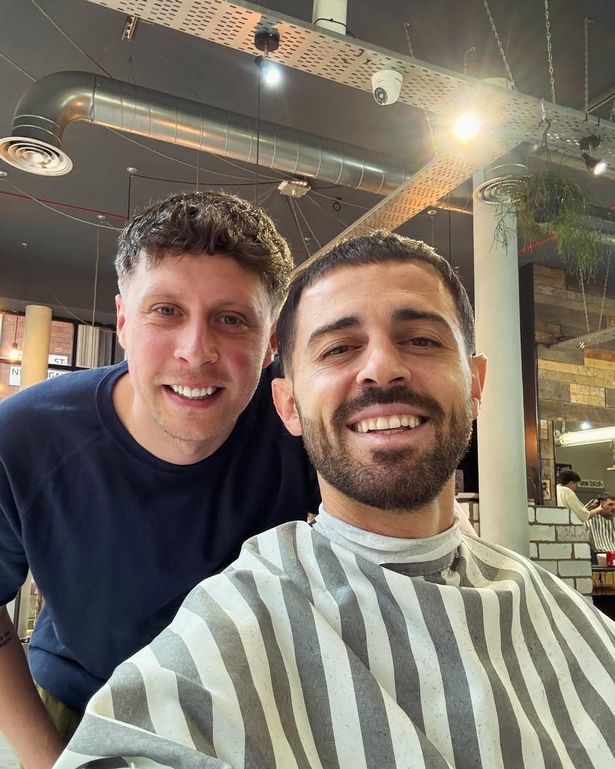 RPB owner Ross Parlane with Manchester City and Portugal star Bernardo Silva