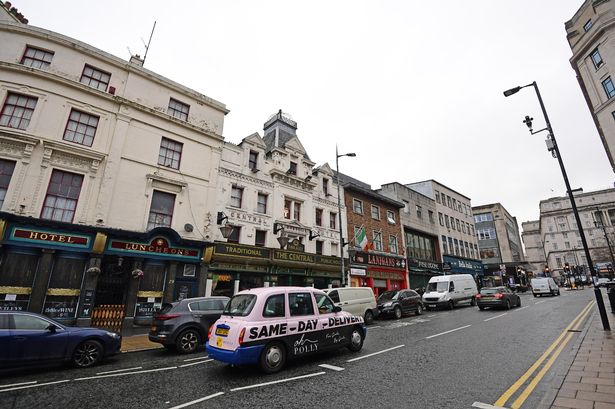 A hackney cab on Ranelagh Street in Liverpool