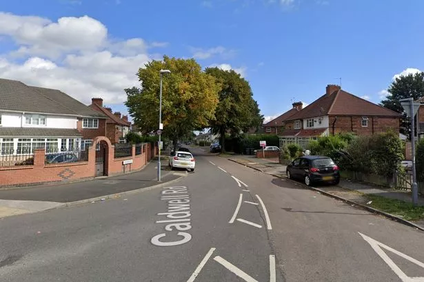 Google Maps street view of a section of Caldwell Road in Bordesley Green, where it meets Belchers Lane