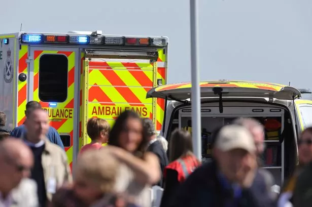 An ambulance pictured at Ayr on Friday during the Scottish Grand National festival
