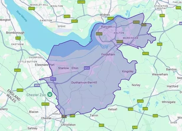 A map showing the Runcorn and Helsby parliamentary constituency