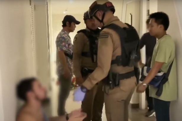 Police at the scene in Pattaya, Thailand after a man understood to be from Merseyside shot himself